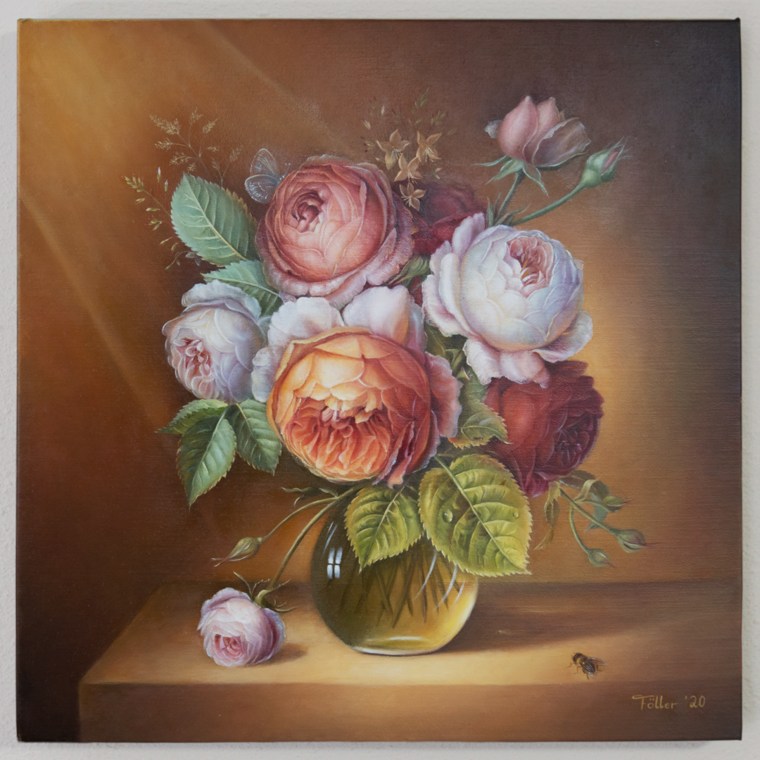 Rosenstrauß - Auftragsarbeit (Öl auf Leinwand, 40x40cm)