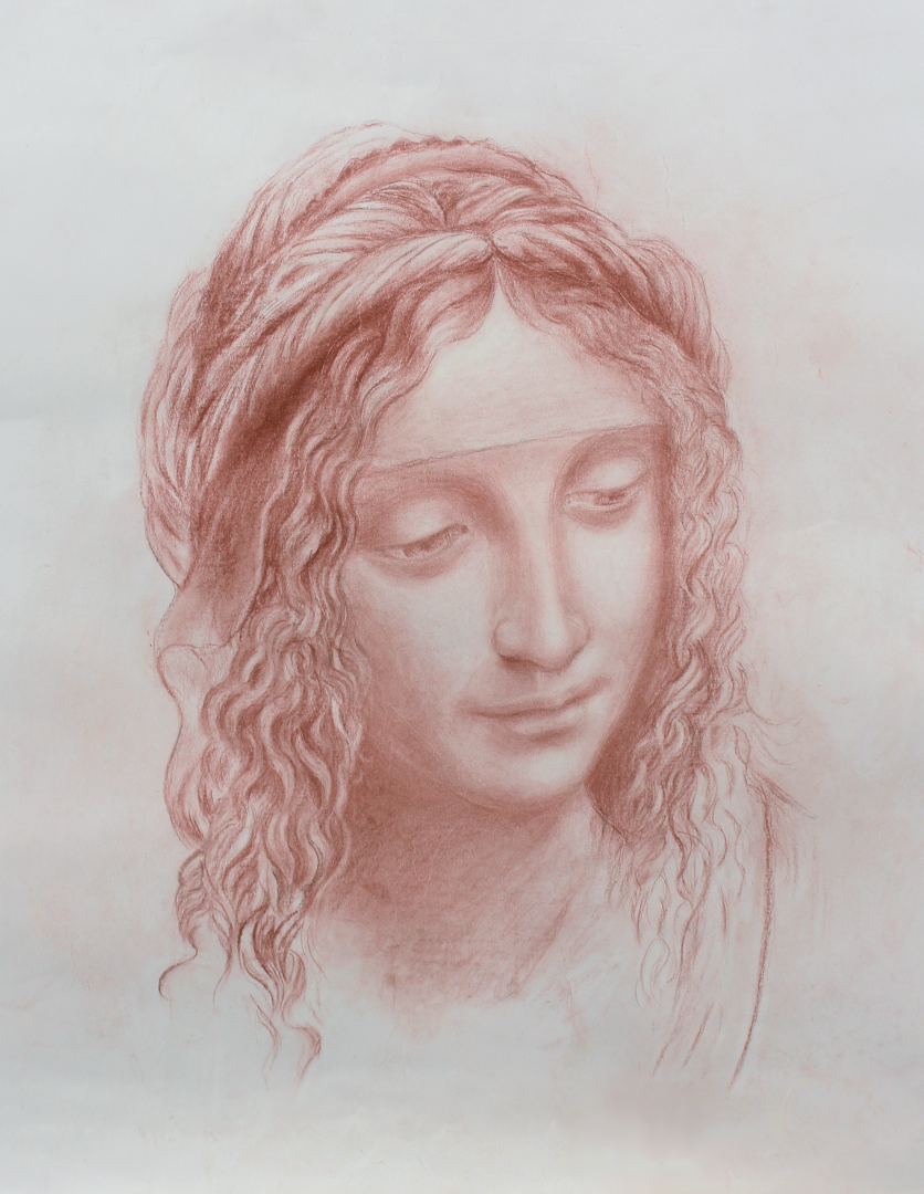 Madonna mit der Spindel - nach Leonardo da Vinci (Rötel auf Papier)
