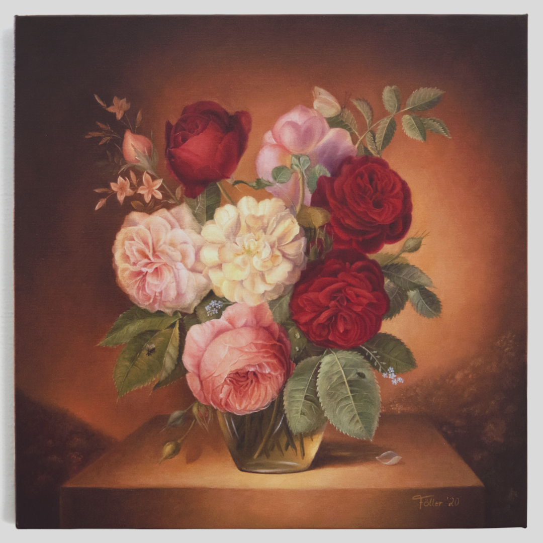 Rosenstrauß - Auftragsarbeit (Öl auf Leinwand, 40x40cm)